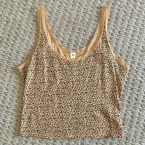 BP. Cheetah print tank with lace trim: Size small